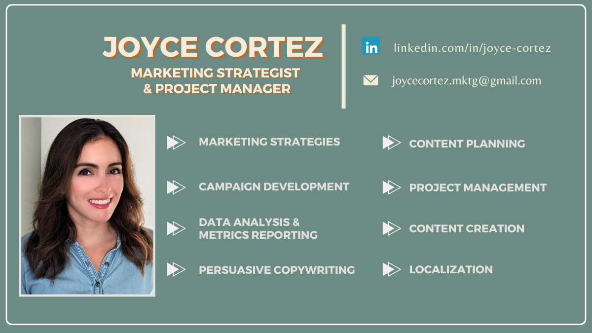 Joyce Cortez Marketing Strategist & Project Manager