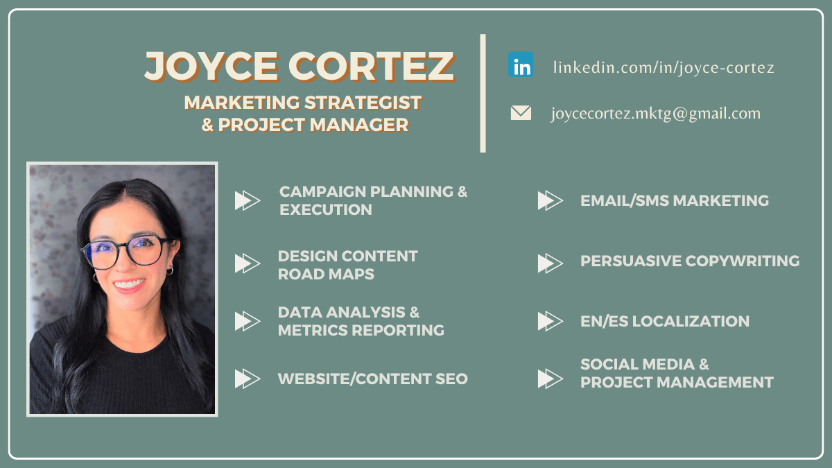 Joyce Cortez Marketing Strategist Project Manager